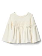 Gap Floral Crochet Waist Bell Tee - Ivory Frost