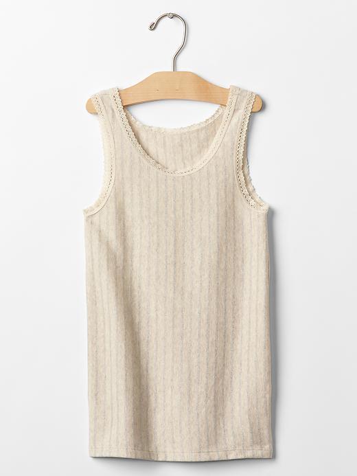 Gap Ribbed Lace Tank - Oatmeal Heather