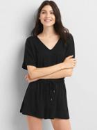 Gap Women Softspun V Neck Romper - True Black