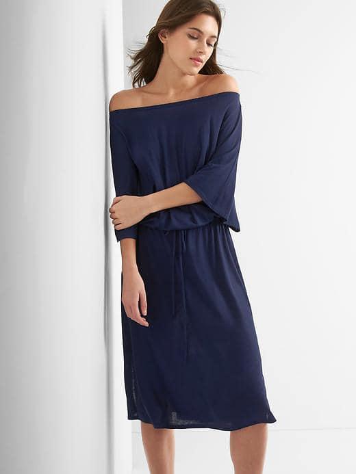 Gap Women Off Shoulder Maxi Dress - Comet Blue