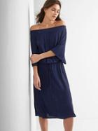 Gap Women Off Shoulder Maxi Dress - Comet Blue