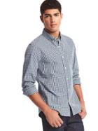 Gap Men True Wash Micro Checkered Slim Fit Shirt - Yellow Sundown
