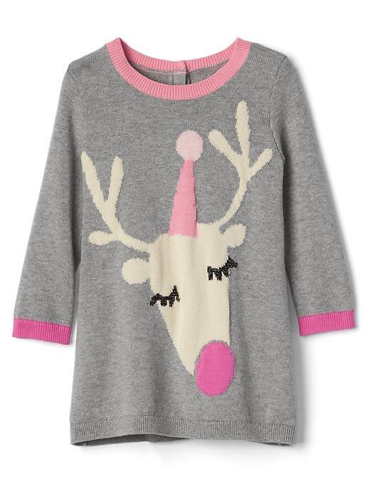 Gap Intarsia Deer Sweater Dress - Gray
