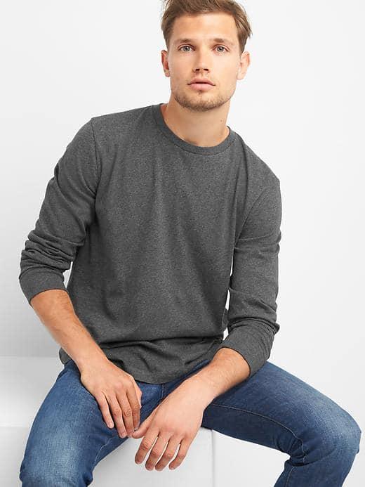 Gap Men Essential Crewneck Tee - Charcoal Heather