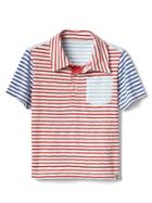 Gap Americana Stripe Slub Polo - Pepper Red