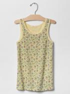 Gap Ribbed Lace Tank - Light Yellow Floral