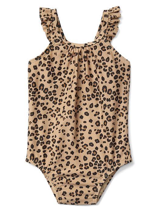 Gap Ruffle Swim One Piece - Leopard
