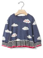 Gap Happy Cloud Peplum Sweater - Blue Heather