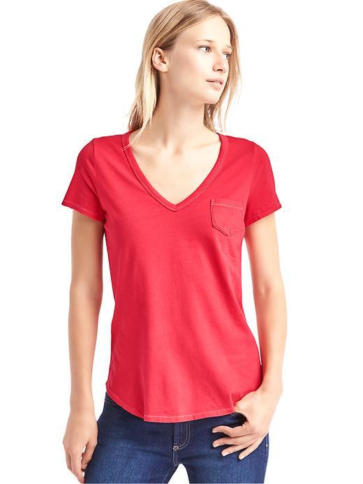 Gap Vintage Wash Sueded V Neck Tee - Slipper Red