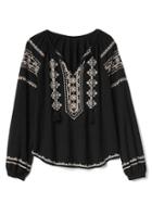 Gap Women Embroidered Raglan Tassel Top - True Black