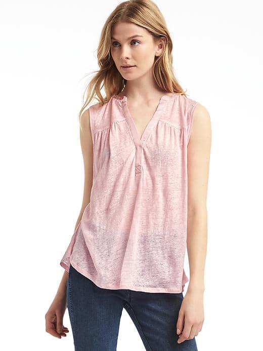 Gap Linen Split Neck Tank - New Powder