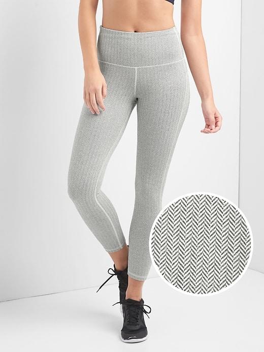 Gap Gfast High Rise Herringbone 7/8 Leggings - Grey Herringbone