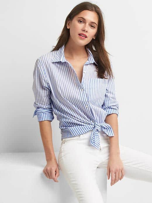Gap Oversize Stripe Boyfriend Shirt - Purple Space Dye
