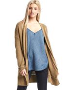 Gap Women Pointelle Open Front Cardigan - Camel Hair