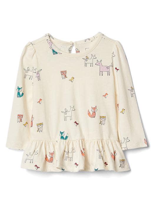 Gap Print Keyhole Peplum Top - Ivory Frost