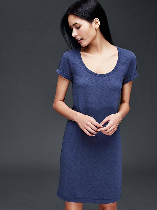 Gap Women Roll Sleeve T Shirt Dress - Comet Blue
