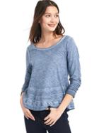 Gap Embroidered Long Sleeve Swing Top - True Indigo