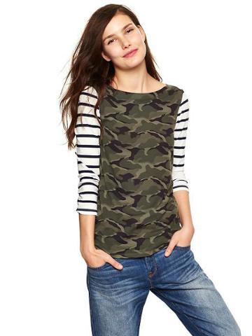 Gap Mix Print T - Green Camo