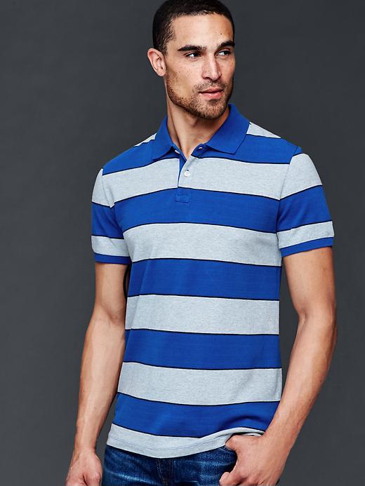 Gap Rugby Stripe Pique Polo - Blue Stripe