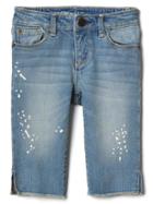 Gap Stretch Paint Splatter Straight Crop - Medium Wash
