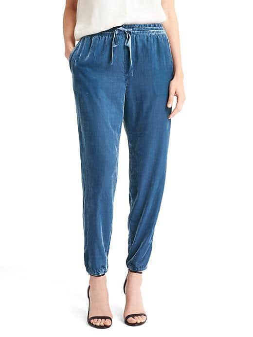 Gap Women Comfy Velvet Joggers - Light Blue