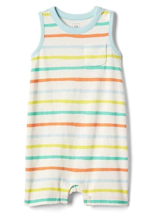 Gap Organic Stripe Tank Shorty One Piece - Ivory Frost
