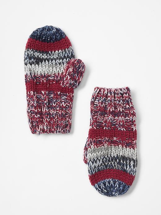 Gap Multi Color Stripe Mittens - Red Multi Stripe