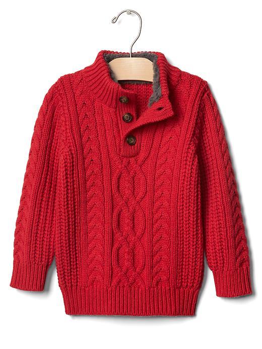 Gap Button Mockneck Sweater - Modern Red