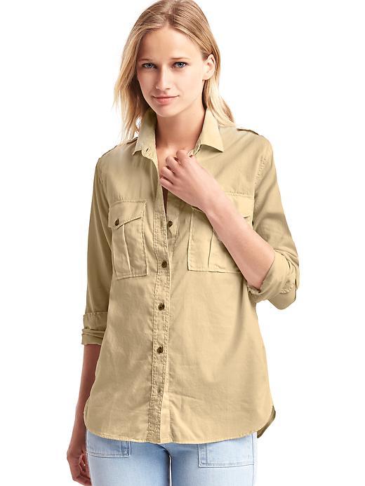 Gap Women Lightweight Utility Shirt - Khaki Sand