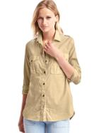 Gap Women Lightweight Utility Shirt - Khaki Sand