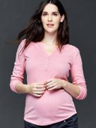 Gap Ribbed Henley Top - Classic Pink
