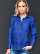 Gap Women Linen Boyfriend Shirt - Admiral Blue