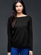 Gap Boatneck Trim Pullover Sweater - True Black