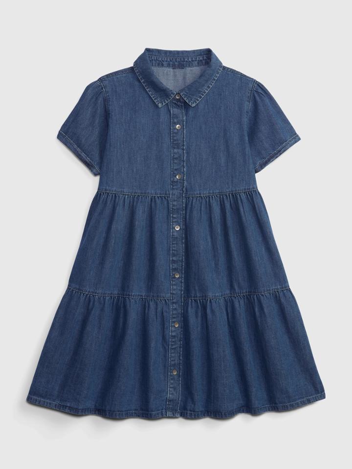 Kids Tiered Denim Dress With Washwell