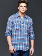 Gap Men 1969 Iconic Red Plaid Worker Shirt - Red