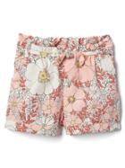 Gap Floral Ruffle Tie Belt Shorts - Pink Floral