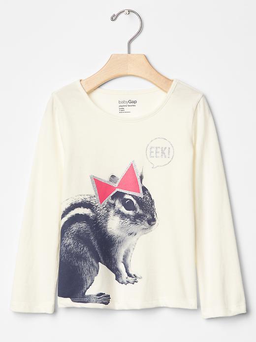 Gap Glitter Graphic Long Sleeve Tee - Ivory Frost