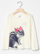 Gap Glitter Graphic Long Sleeve Tee - Ivory Frost