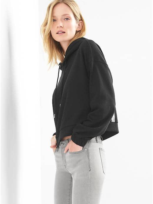 Gap Women French Terry Crop Hoodie - Black