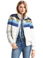Gap Women Coldcontrol Lite Stripe Puffer Jacket - Snow Cap