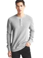 Gap Men Softspun Knit Henley - Gray