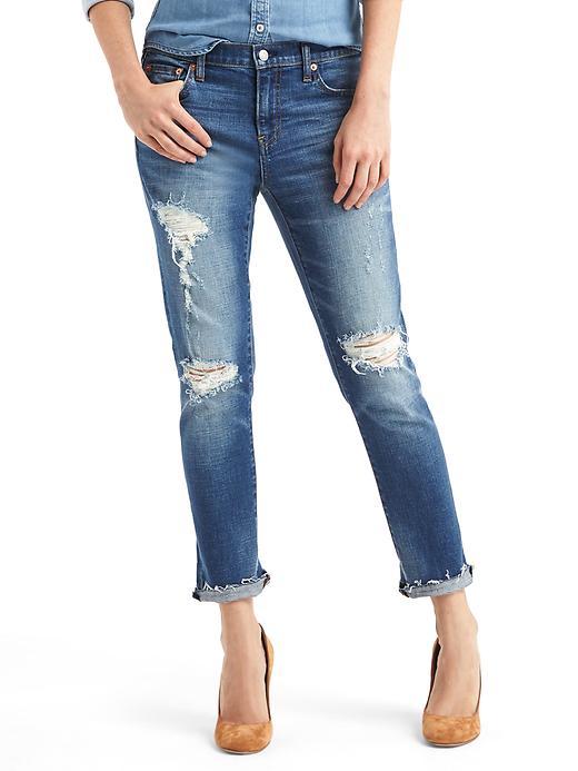 Gap Women Authentic 1969 Destructed Best Girlfriend Jeans - Sky Blue Destroy