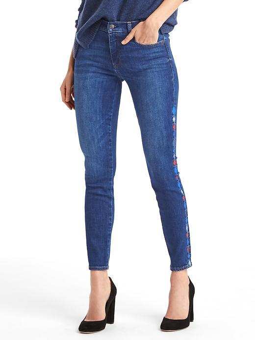Gap Women Authentic 1969 Embroidered True Skinny Ankle Jeans - Deep Blue Indigo