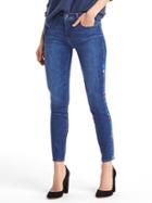 Gap Women Authentic 1969 Embroidered True Skinny Ankle Jeans - Deep Blue Indigo
