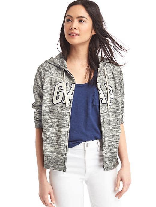 Gap French Terry Logo Zip Hoodie - Space Dye Grey Marl