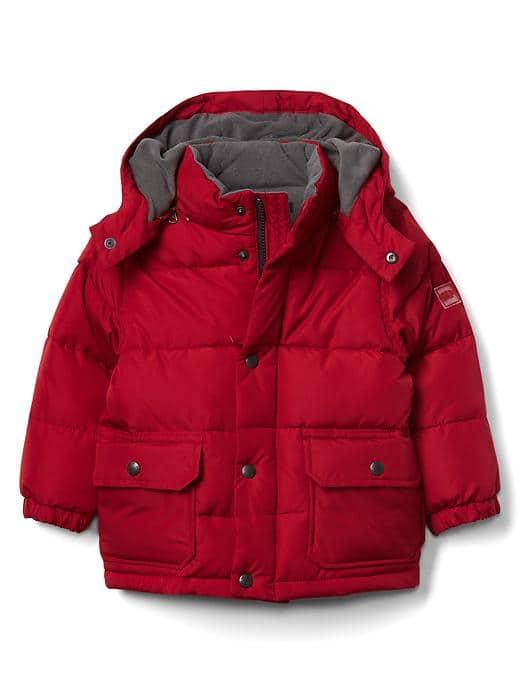 Gap Fleece Lined Puffer Hoodie - Red Apple