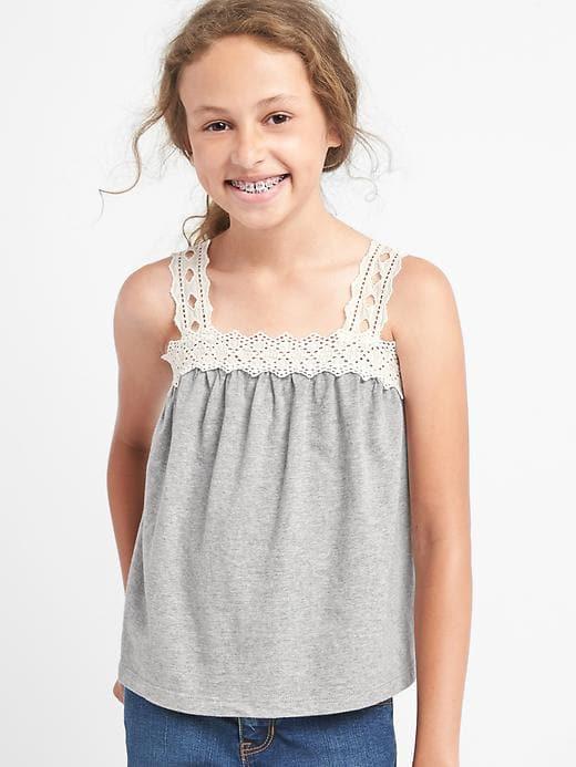Gap Eyelet Strap Tank - Light Heather Gray