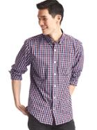 Gap Men True Wash Classic Plaid Standard Fit Shirt - Pinot Noir