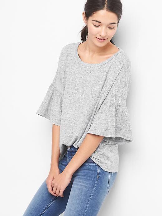Gap Softspun Bell Sleeve Top - Heather Grey