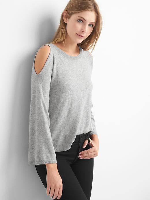 Gap A Line Cold Shoulder Pullover - Heather Grey